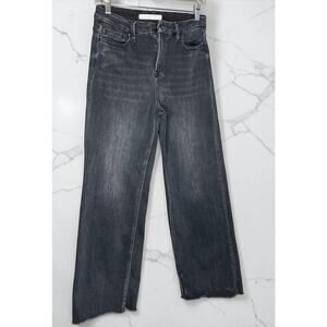Altar’d State Mica Denim Gray High Rise Wide Leg Raw Hem Jeans 27